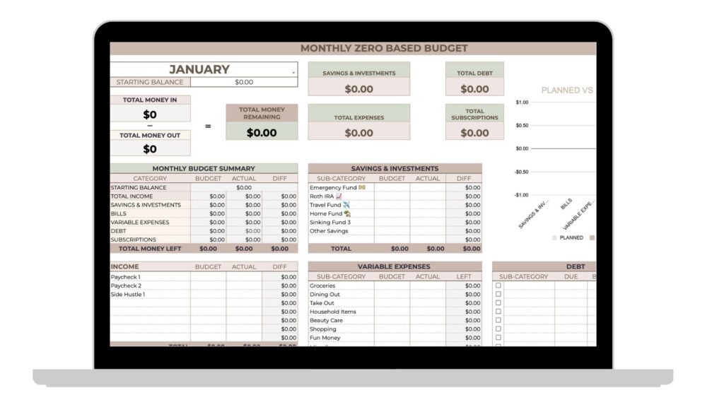 laptop with free budget template