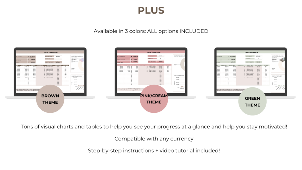 SPREADSHEET AVAILABLE IN 3 COLORS ON DISPLAYED ON A LAPTOP