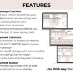 Google Sheets debt payoff tracker with three tabs: Debt Overview, Debt Calculator (Snowball and Avalanche methods), and Debt Tracker.