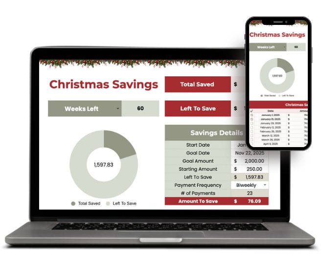 Christmas Savings tracker Template Mockup