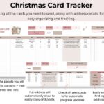 Christmas Card Tracker in the Ultimate Christmas Planner Google Sheets, easily managing your holiday card list with addresses and sent/received status.