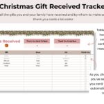 Christmas Spreadsheet tracking gifts received during the holidays, helping you keep track of thank-yous and maintain holiday memories.