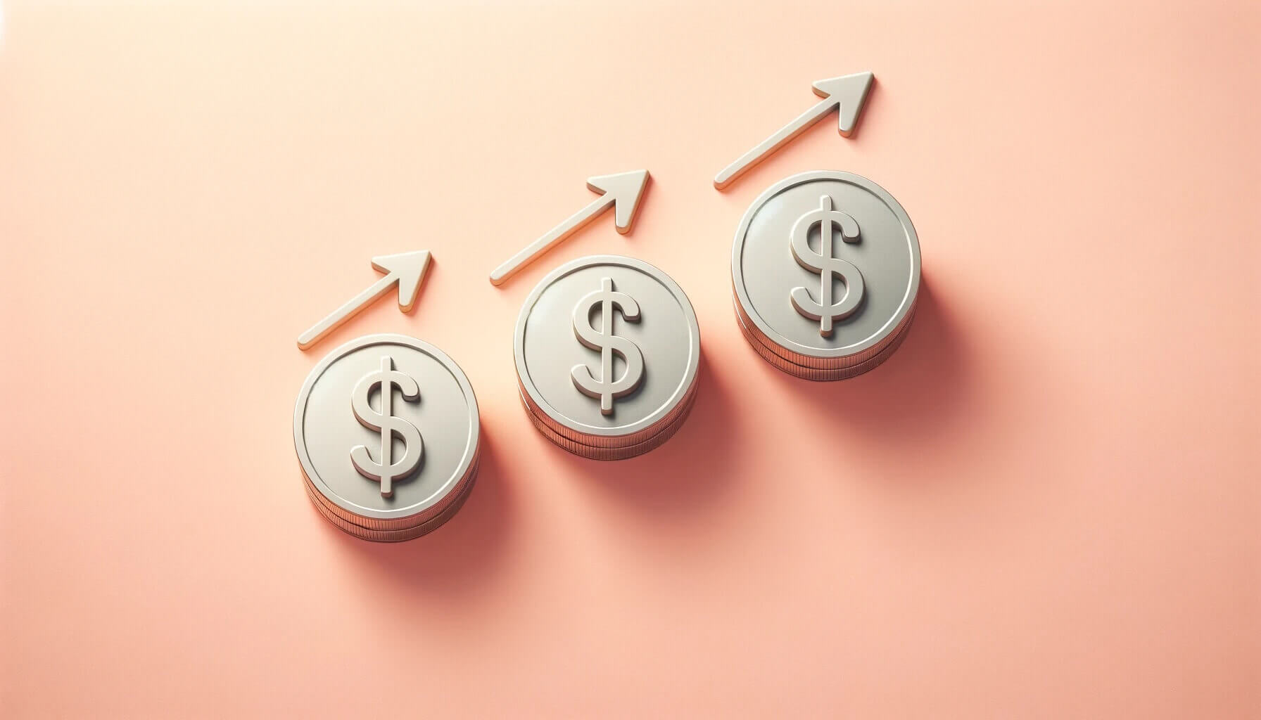 Three coins with dollar symbols and upward arrows representing increasing savings rate