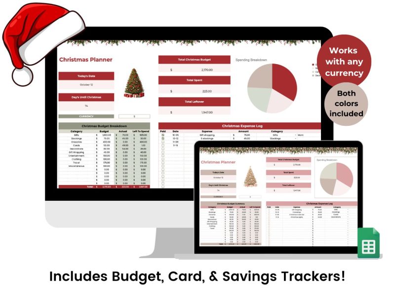 Simple Christmas Budget Spreadsheet mockup